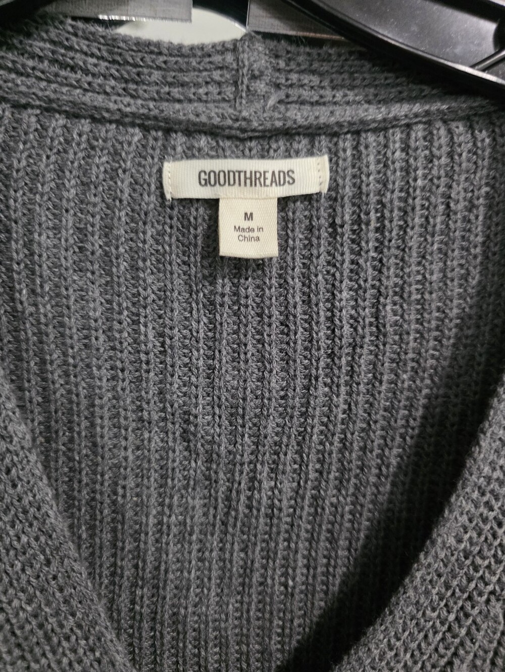 Goodthreads Gray Ribbed V-Neck Sweater - Picture 2 of 3